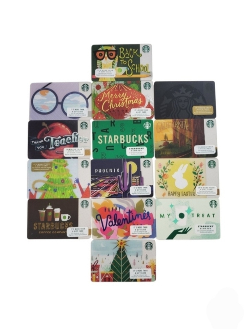 Starbucks 14 Gift Cards Collectible Empty No Monetary Value Set E